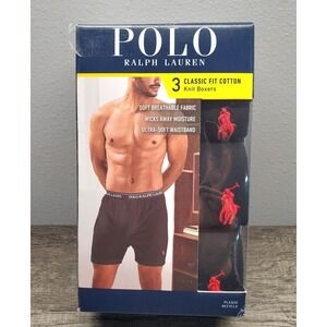 Polo Ralph Lauren Men's LG  3-PACK Classic Fit Cotton Knit Boxer Set Black NIB